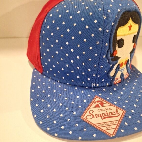 Pop Heroes Wonder Woman Snapback Cap Polka Dot Blue Red Adjustable DC Comics - Picture 6 of 9